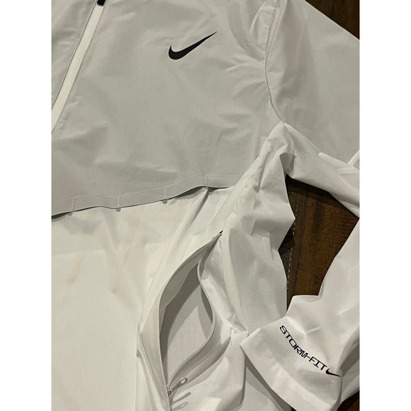 Nike Storm Fit Mens Running Jacket Hooded White Gray XL FZ9039 121 Lightweight - Picture 6 of 9